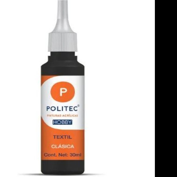 PINTURA TEXTIL CLASICA 30ML POLITEC NEGRO 625 E12 C240